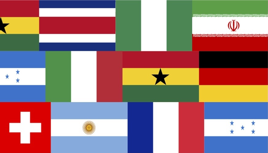 Flaggen der Länder mit Spielübertragungen im Kirchgemeindehaus Johannes